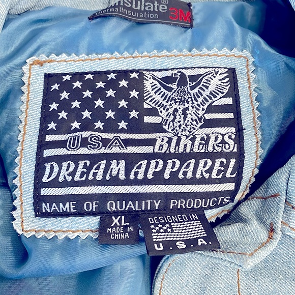 STUDDED BIKERS DREAM APPAREL DENIM Metal Hardware 100% LEATHER MOTORCYCLE JACKET - Picture 12 of 14